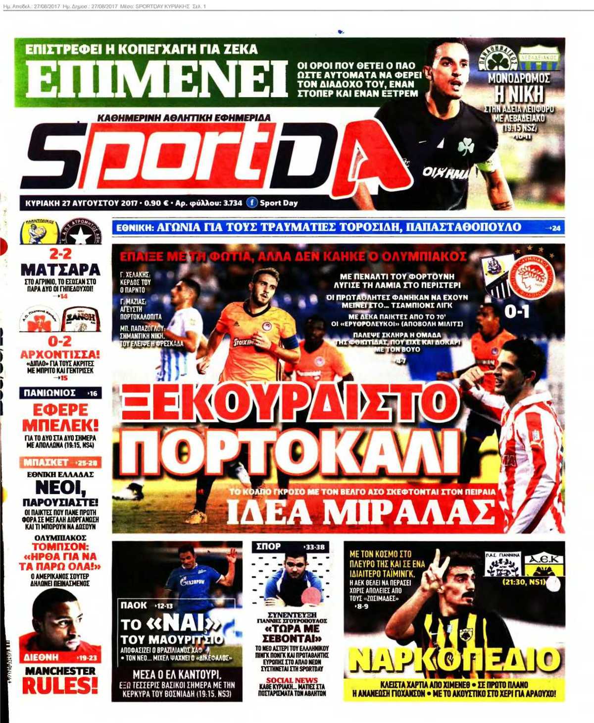SPORTDAY ΚΥΡΙΑΚΗΣ 27-08-2017