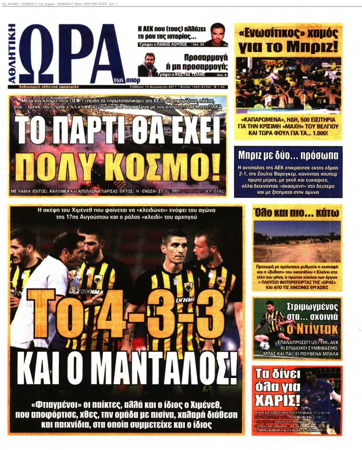 ΩΡΑ ΤΩΝ ΣΠΟΡ 12-08-2017