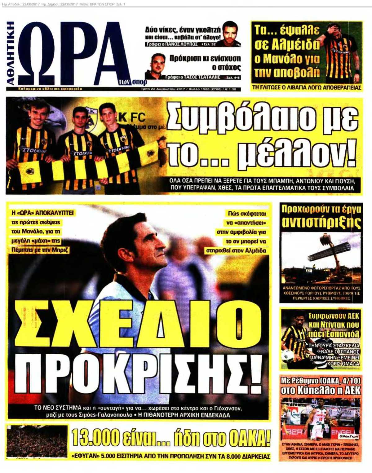 ΩΡΑ ΤΩΝ ΣΠΟΡ 22-08-2017