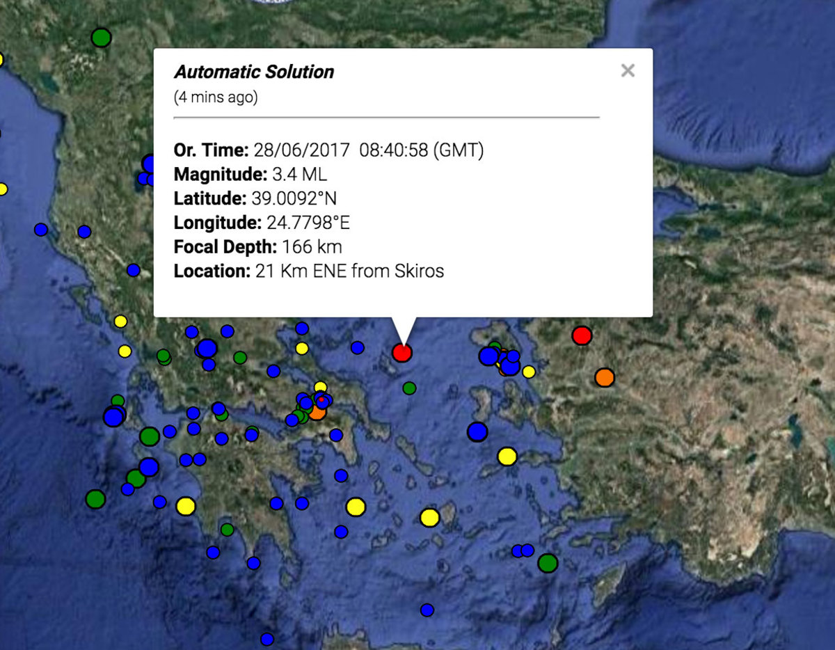 Σεισμός 3,4 Ρίχτερ στη Σκύρο