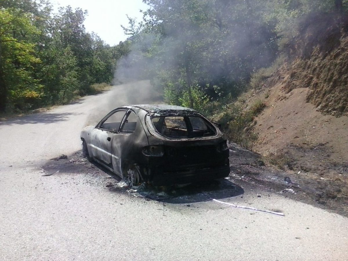 Τρίκαλα: Αυτοκίνητο με δυο επιβαίνοντες πήρε φωτιά εν κινήσει [pics]