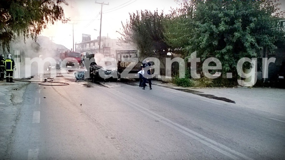 Φρικιαστικό τροχαίο στην Ζάκυνθο – Κάηκε ζωντανός μέσα στο αμάξι του [pics]