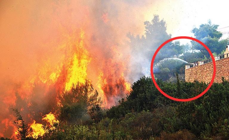 Φωτιά στη Ζάκυνθο: Παλεύοντας με ένα λάστιχο τις τεράστιες φλόγες [pics]
