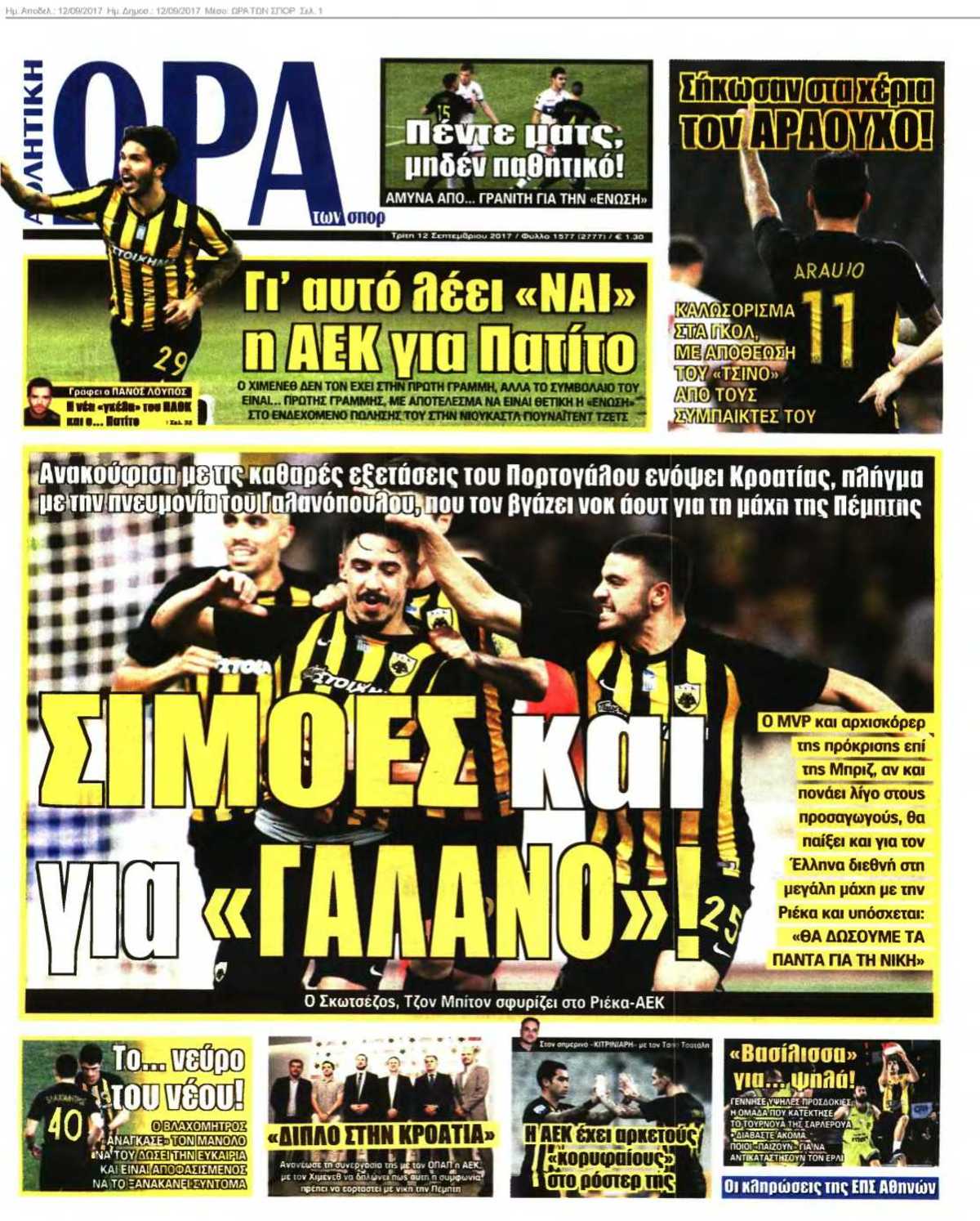 ΩΡΑ ΤΩΝ ΣΠΟΡ 12-09-2017