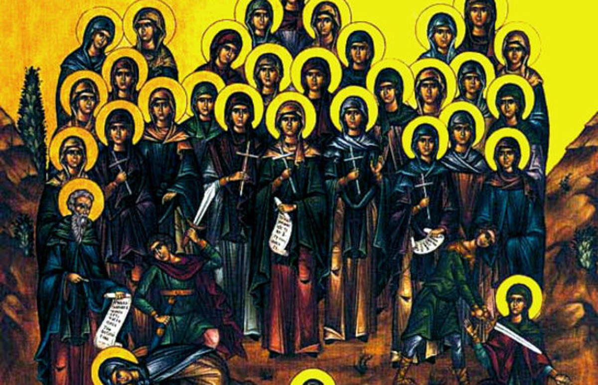 Когда будет сорок святых. Икона 42 мучеников во Амморее. Икона 40 Севастийских мучеников. Святые девять мучеников Кизических икона. Икона 40 мучеников.