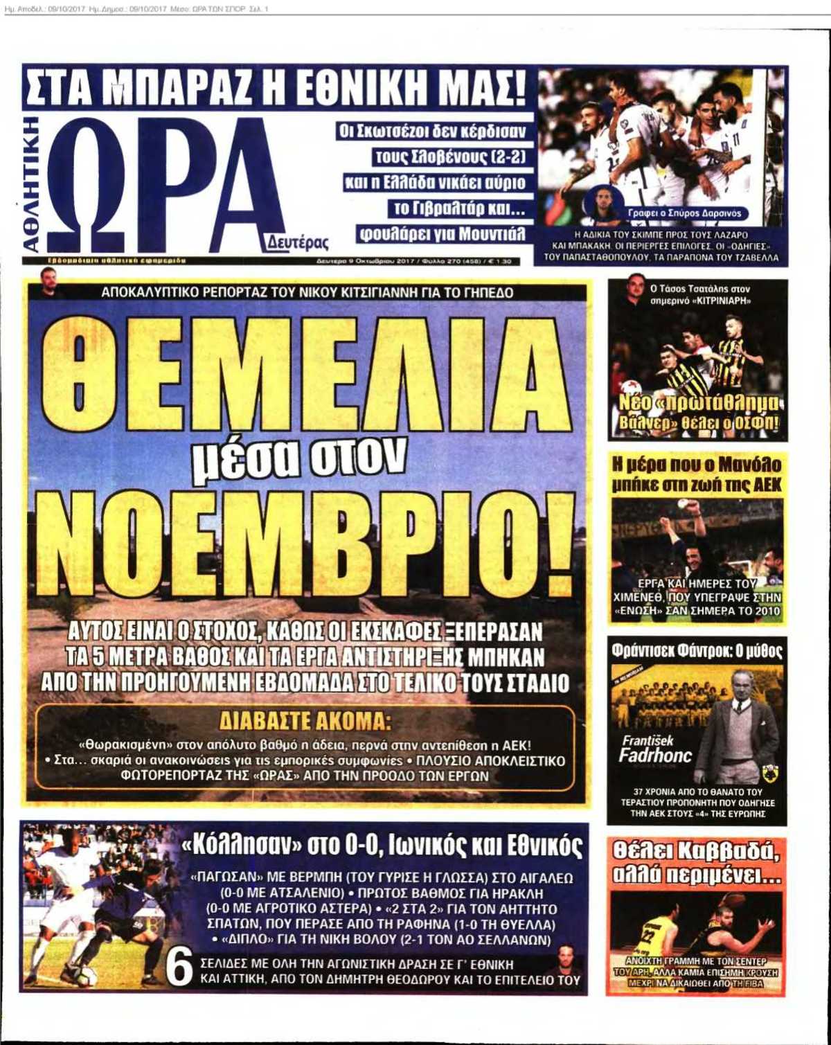ΩΡΑ ΤΩΝ ΣΠΟΡ 09-10-2017