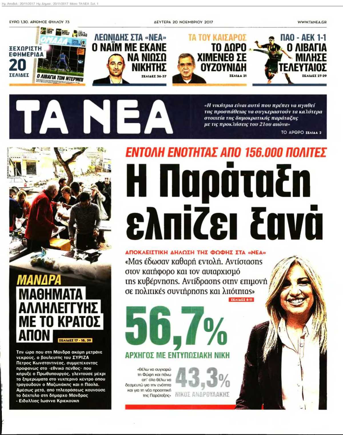 ΤΑ ΝΕΑ 20-11-2017