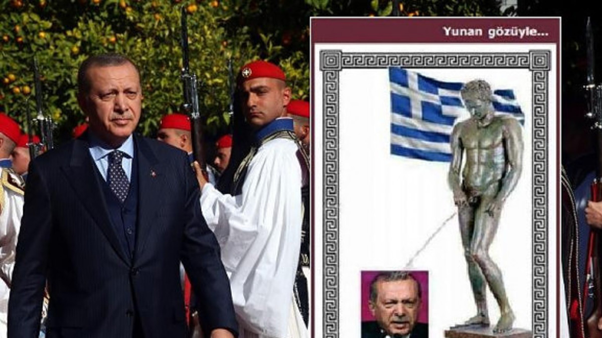 Οργή στην Τουρκία με πρωτοσέλιδο που δείχνει ελληνικό άγαλμα να ουρεί τον Ερντογάν!