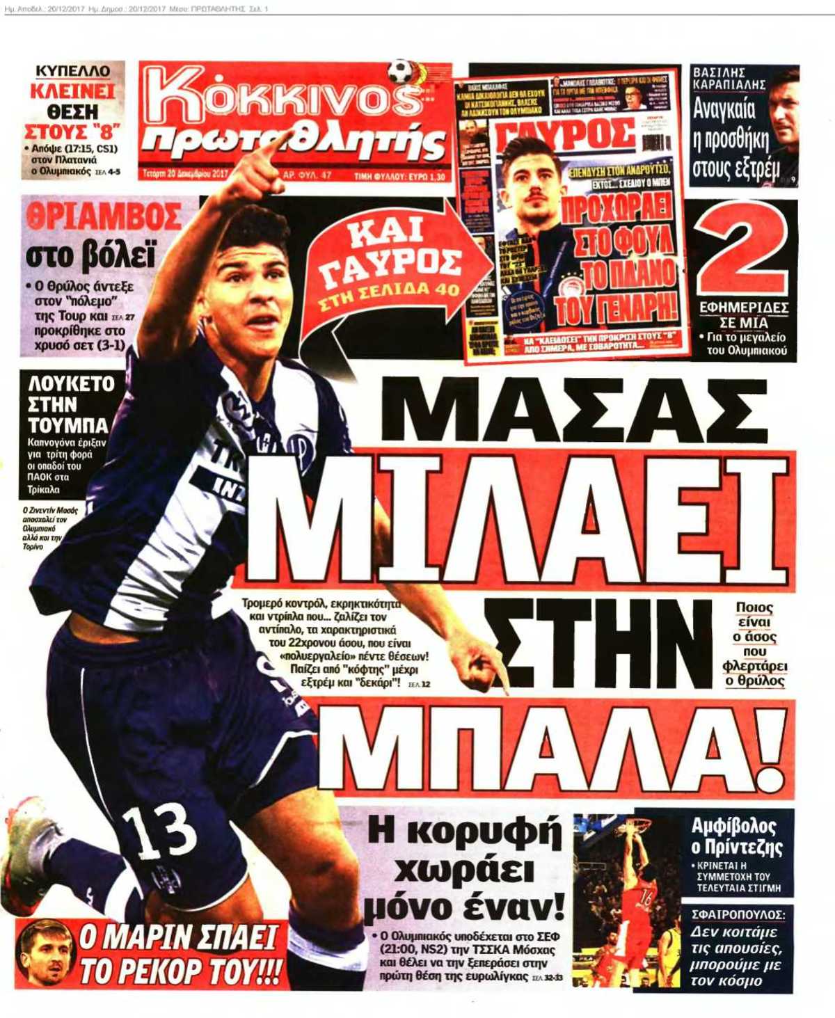 ΠΡΩΤΑΘΛΗΤΗΣ 20-12-2017