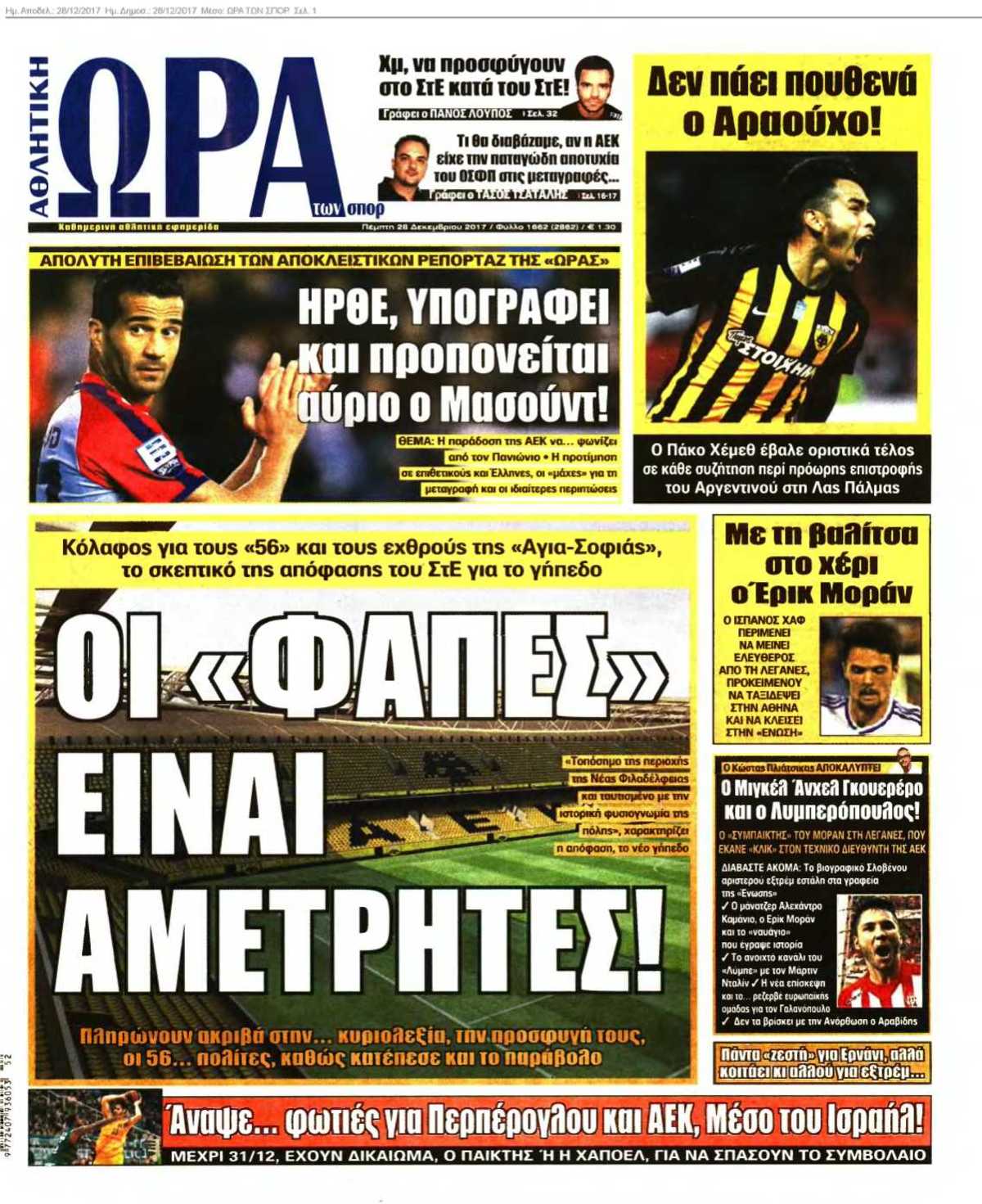 ΩΡΑ ΤΩΝ ΣΠΟΡ 28-12-2017