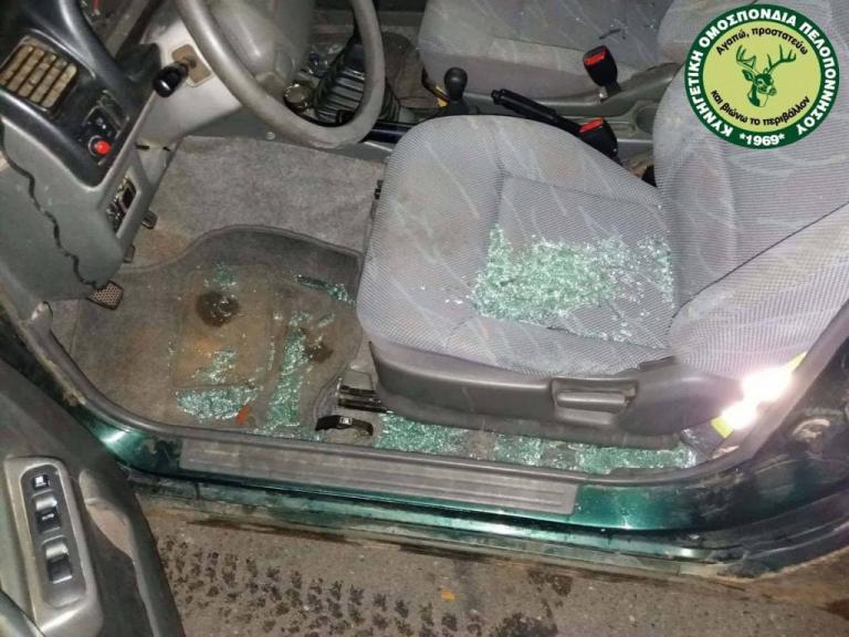 Λακωνία: Οι εικόνες της νέας επίθεσης σε θηροφύλακες – Γυαλιά καρφιά το αυτοκίνητό τους [pics]
