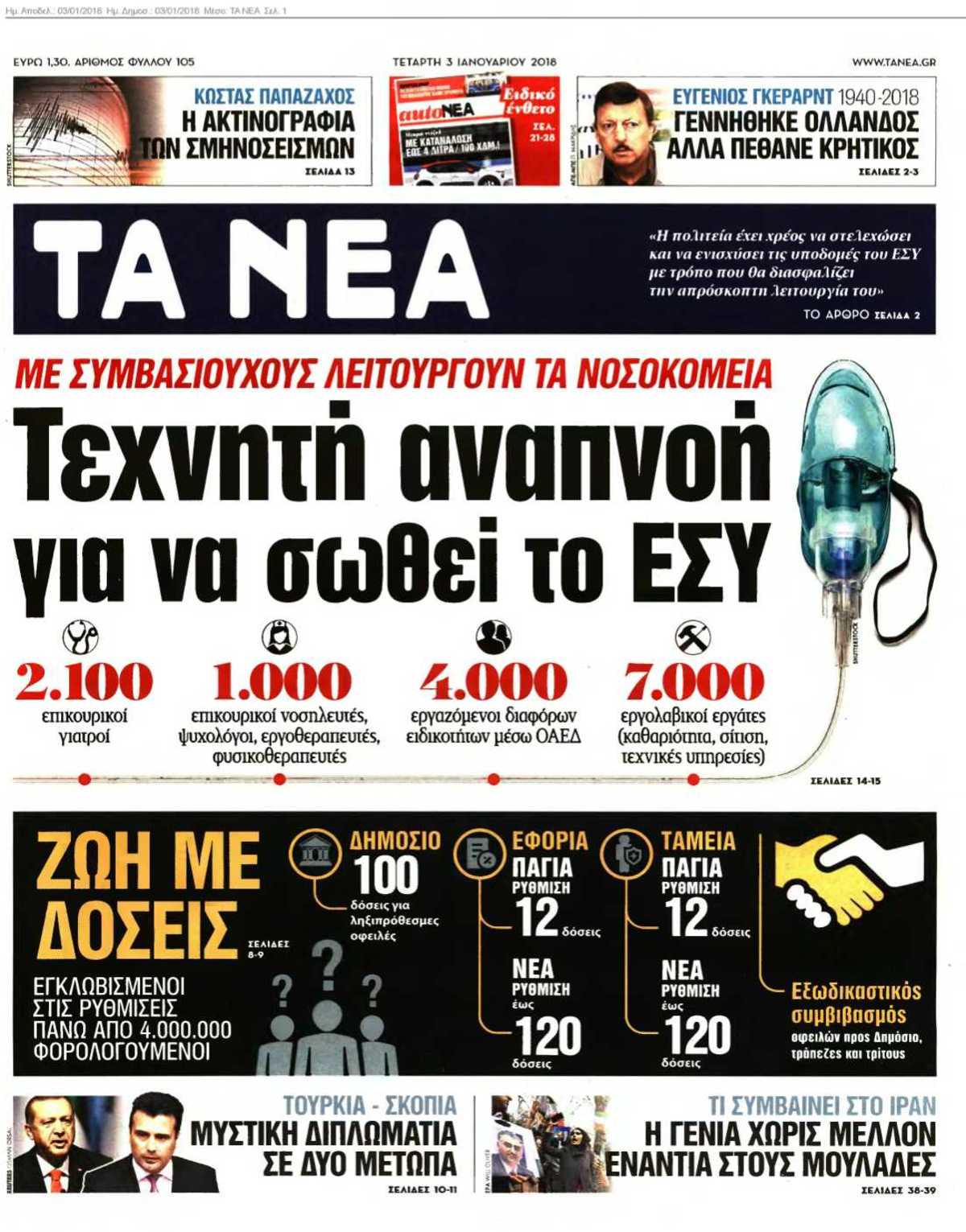 ΤΑ ΝΕΑ 03-01-2018