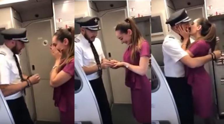 Πιλότος κάνει τρυφερή πρόταση γάμου σε αεροσυνοδό!