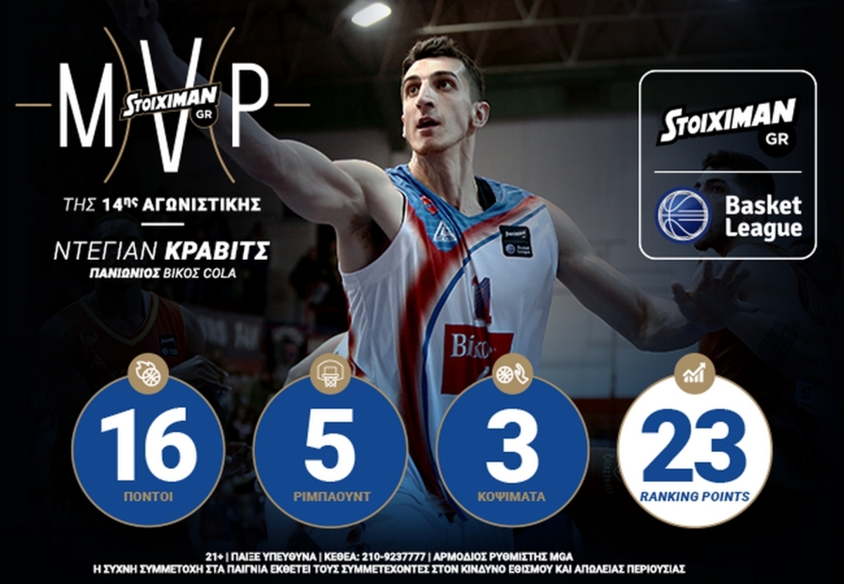 O Ντέγιαν Κράβιτς Stoiximan.gr MVP της 14ης Αγωνιστικής