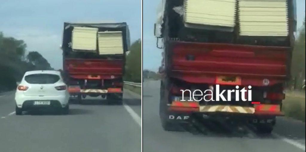 Φορτηγό… κίνδυνος – θάνατος σε δρόμο της Κρήτης [vid]