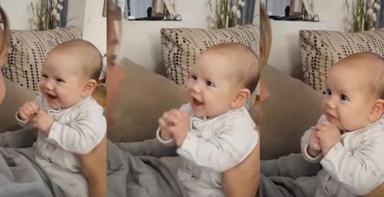 Η ξεκαρδιστική αντίδραση ενός μωρού όσο η μαμά του τραγουδά
