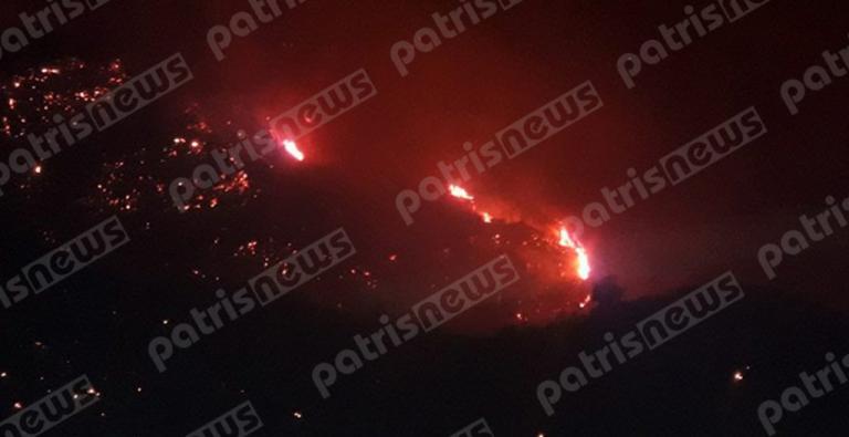 Πύρινη κόλαση στην Ηλεία: Ολονύχτια μάχη με φλόγες και μποφόρ για να μην φτάσει η φωτιά σε σπίτια! Ενισχύθηκαν οι δυνάμεις της Πυροσβεστικής