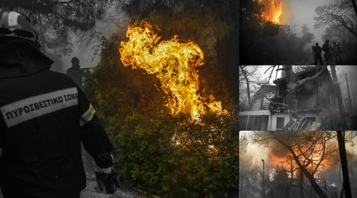 Μεγάλη φωτιά στην Κινέτα! Συνεχείς αναζοπυρώσεις και βιβλική καταστροφή! Ολονύχτια μάχη με τις φλόγες – video