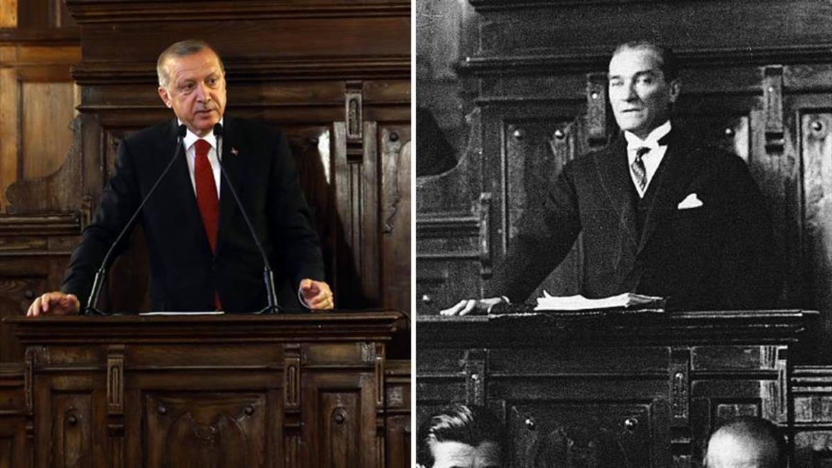 Η επίσημη πρώτη του Ερντογάν ως… σουλτάνος Ατατούρκ! Άπαντες “καρφώθηκαν” στον γαμπρό του