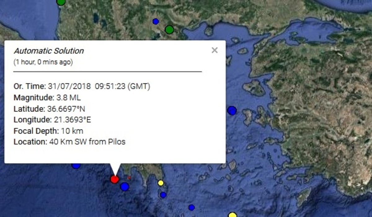 Σεισμός 3,8 Ρίχτερ στα ανοιχτά της Πύλου