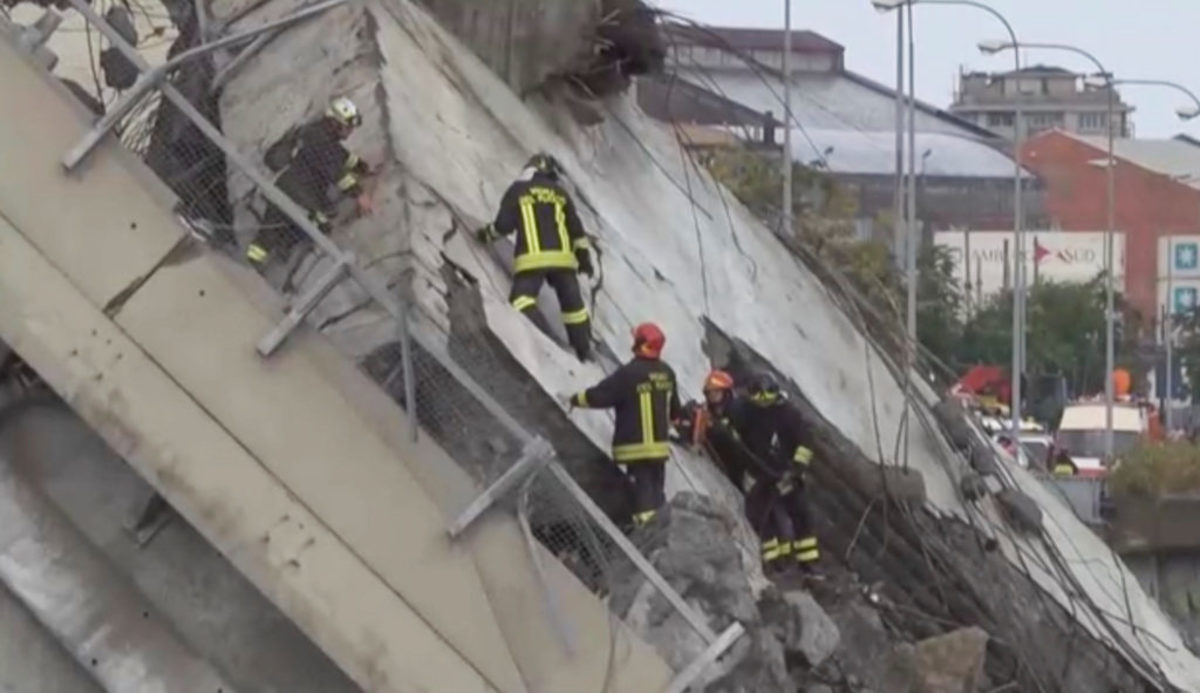 Γένοβα: Η συγκλονιστική στιγμή της κατάρρευσης της γέφυρας- “Ω θεέ μου, ω θεέ μου” – video