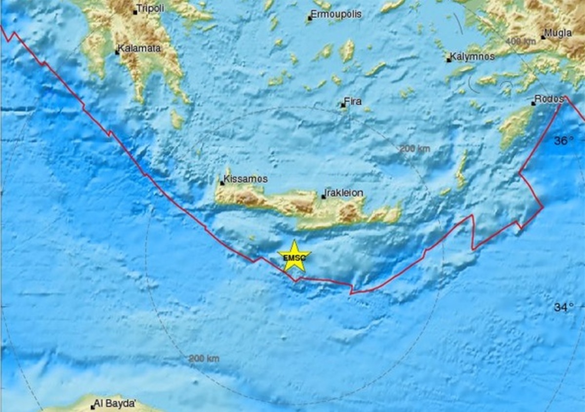 Σεισμός 3,8 ρίχτερ νότια της Κρήτης