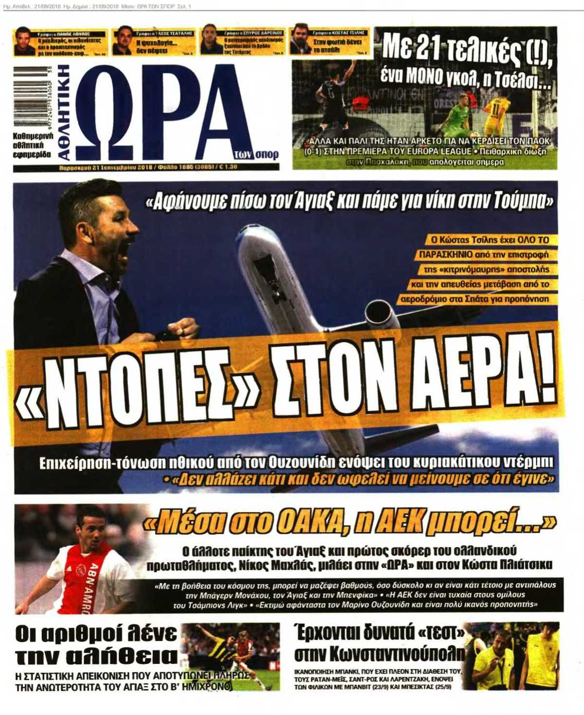 ΩΡΑ ΤΩΝ ΣΠΟΡ 21-09-2018
