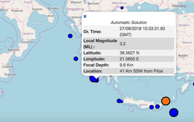 Σεισμός τώρα στη Μεσσηνία – Τι καταγράφουν live οι σεισμογράφοι