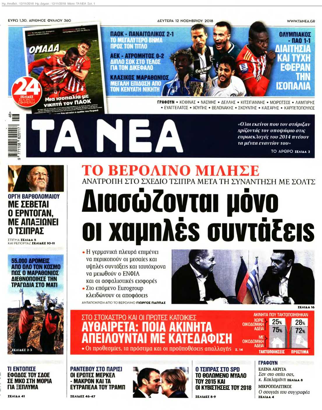 ΤΑ ΝΕΑ 12-11-2018