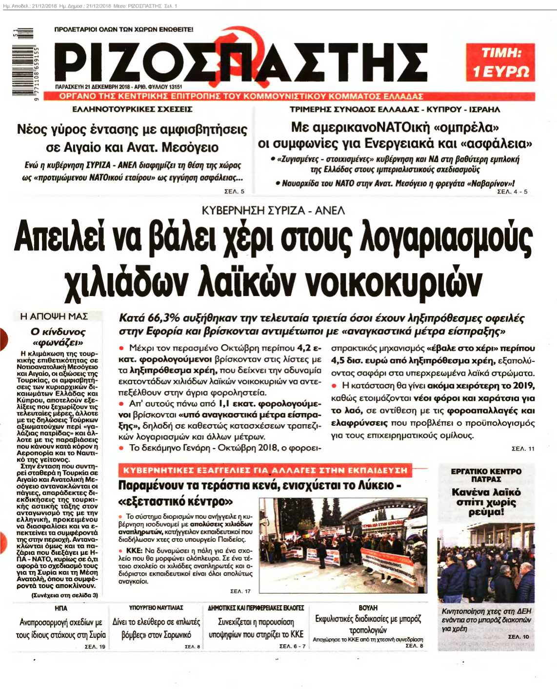 ΡΙΖΟΣΠΑΣΤΗΣ 21-12-2018