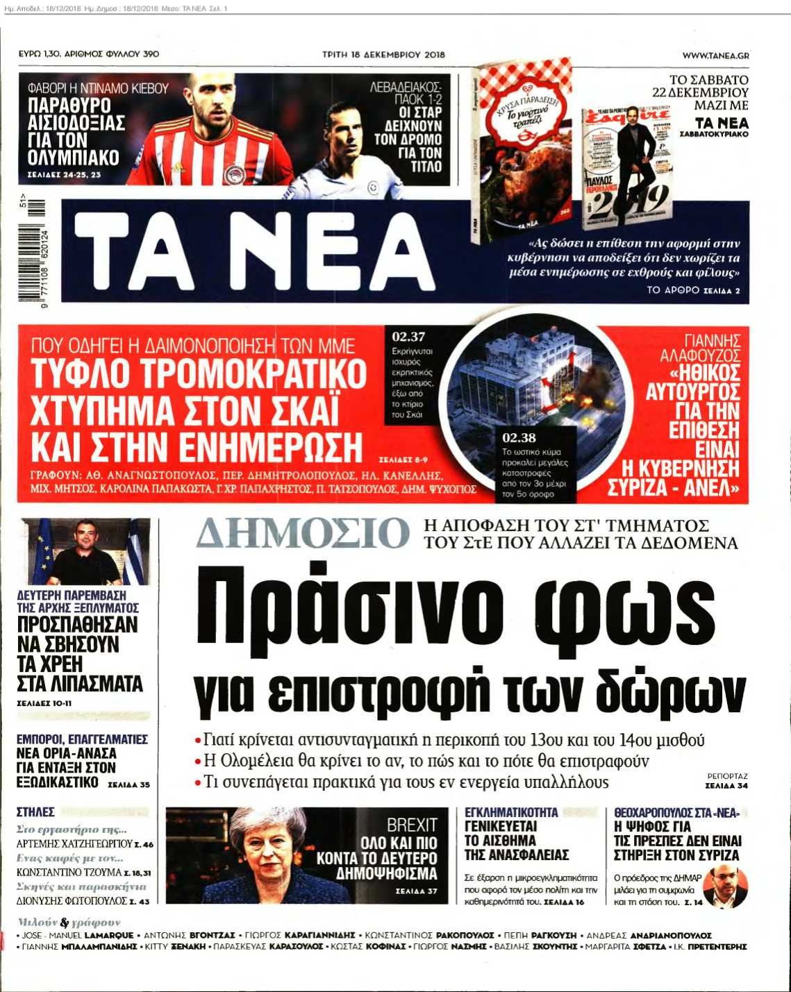 ΤΑ ΝΕΑ 18-12-2018