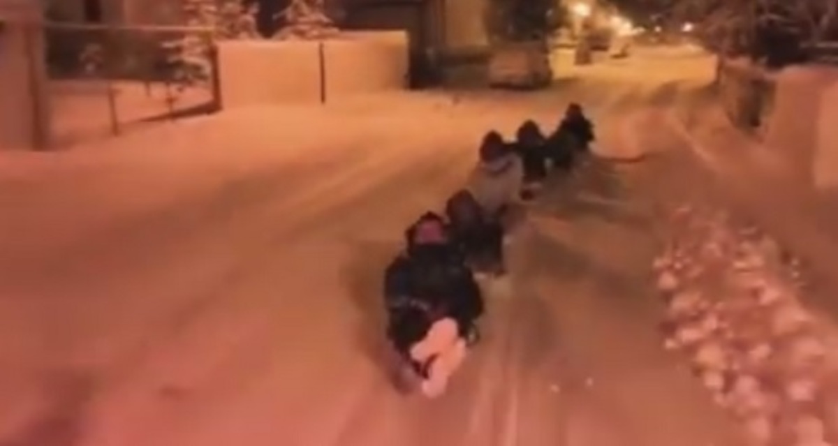 Κοζάνη: Παιχνίδια στα χιόνια – Αυτοσχέδια έλκηθρα και σκι σε… πεζόδρομο! video