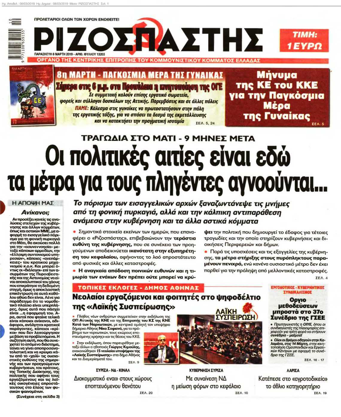 ΡΙΖΟΣΠΑΣΤΗΣ 08-03-2019