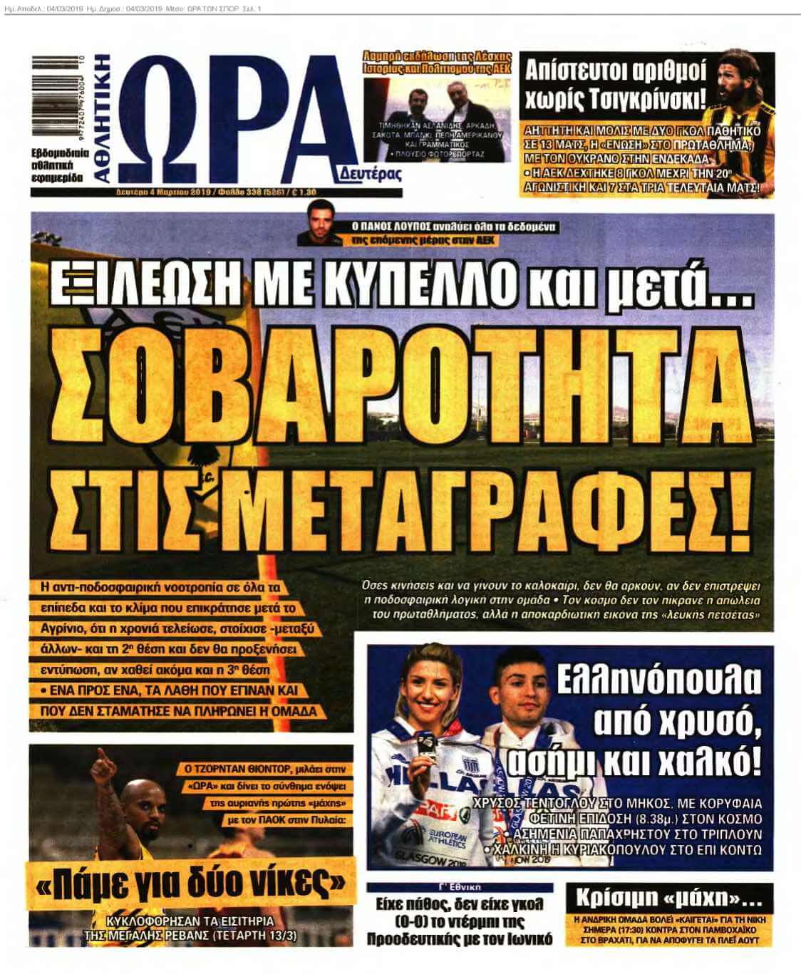 ΩΡΑ ΤΩΝ ΣΠΟΡ 04-03-2019