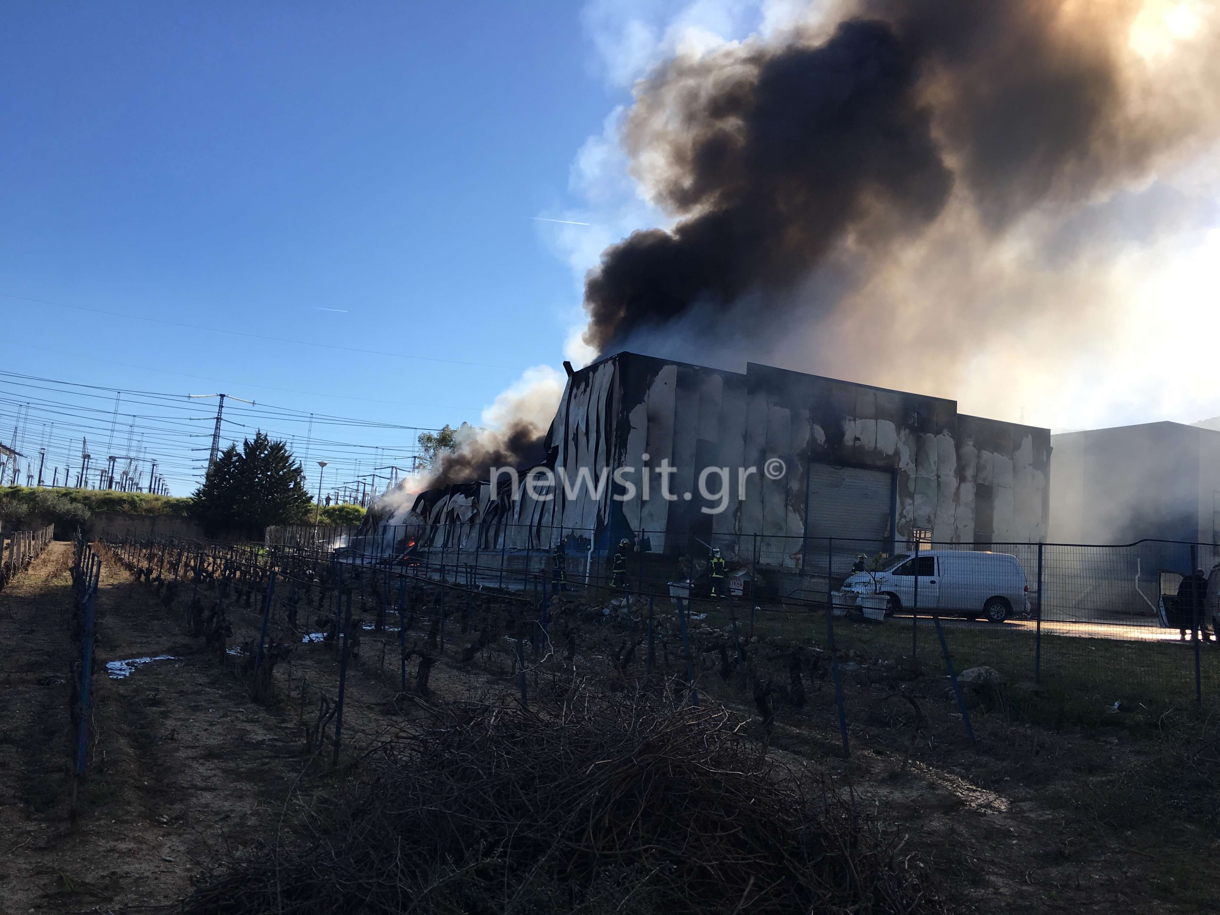 Μεγάλη φωτιά σε εργοστάσιο χαρτικών στα Γλυκά Νερά [pics, video]