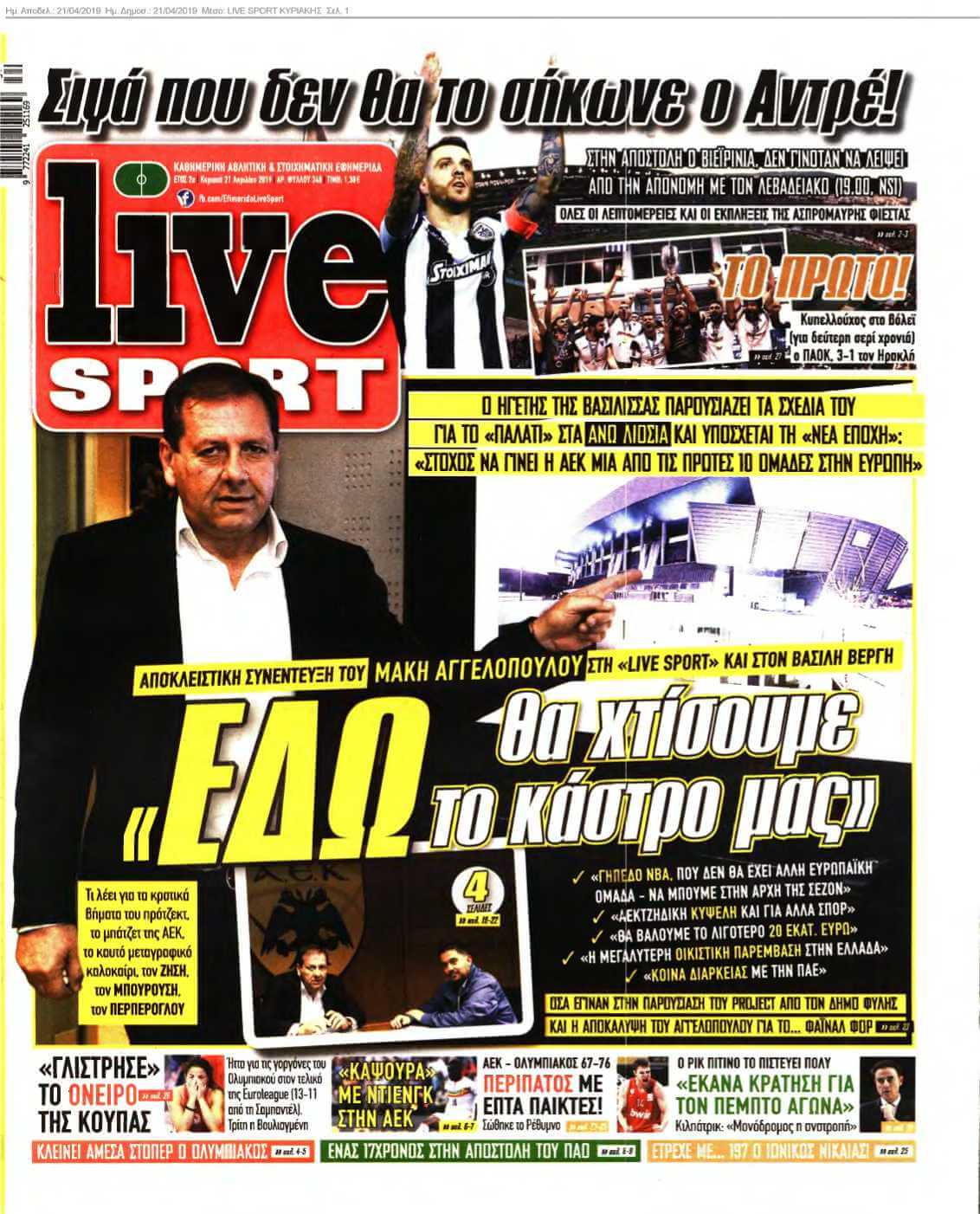 LIVE SPORT ΚΥΡΙΑΚΗΣ 21-04-2019