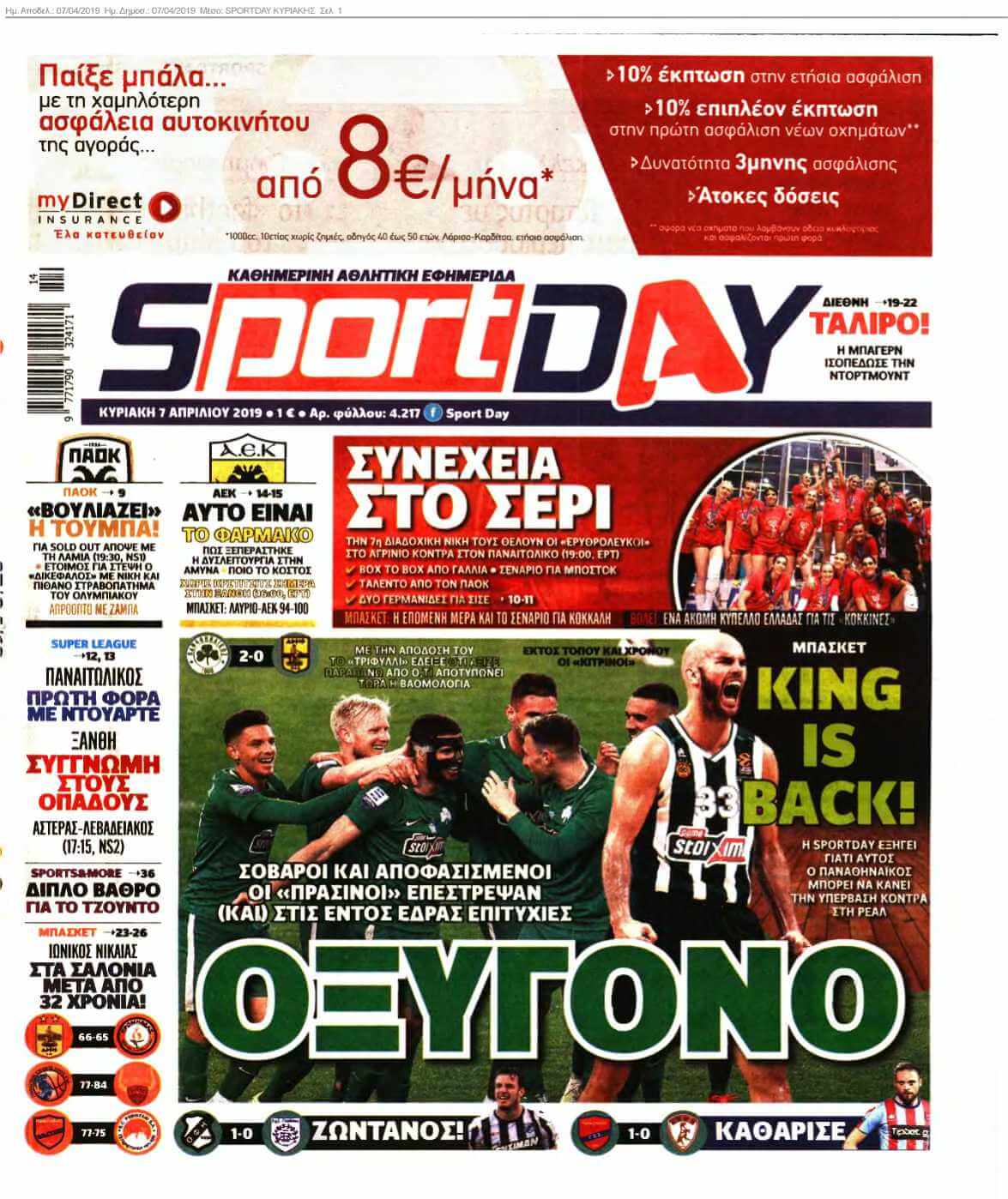 SPORTDAY ΚΥΡΙΑΚΗΣ 07-04-2019