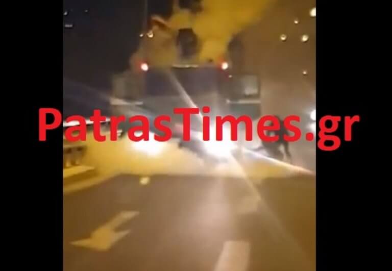 Πάτρα: Φωτιά σε φορτηγό στην Περιμετρική – video