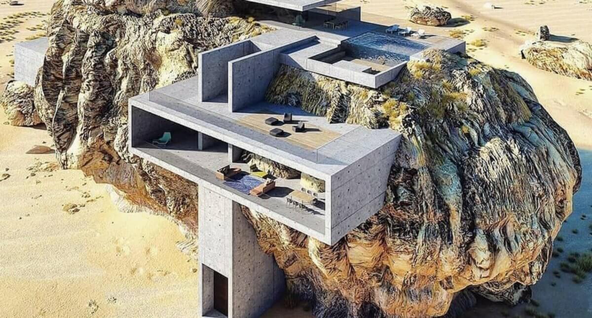 Μια απίστευτη κατοικία ενσωματώνεται σε έναν τεράστιο βράχο