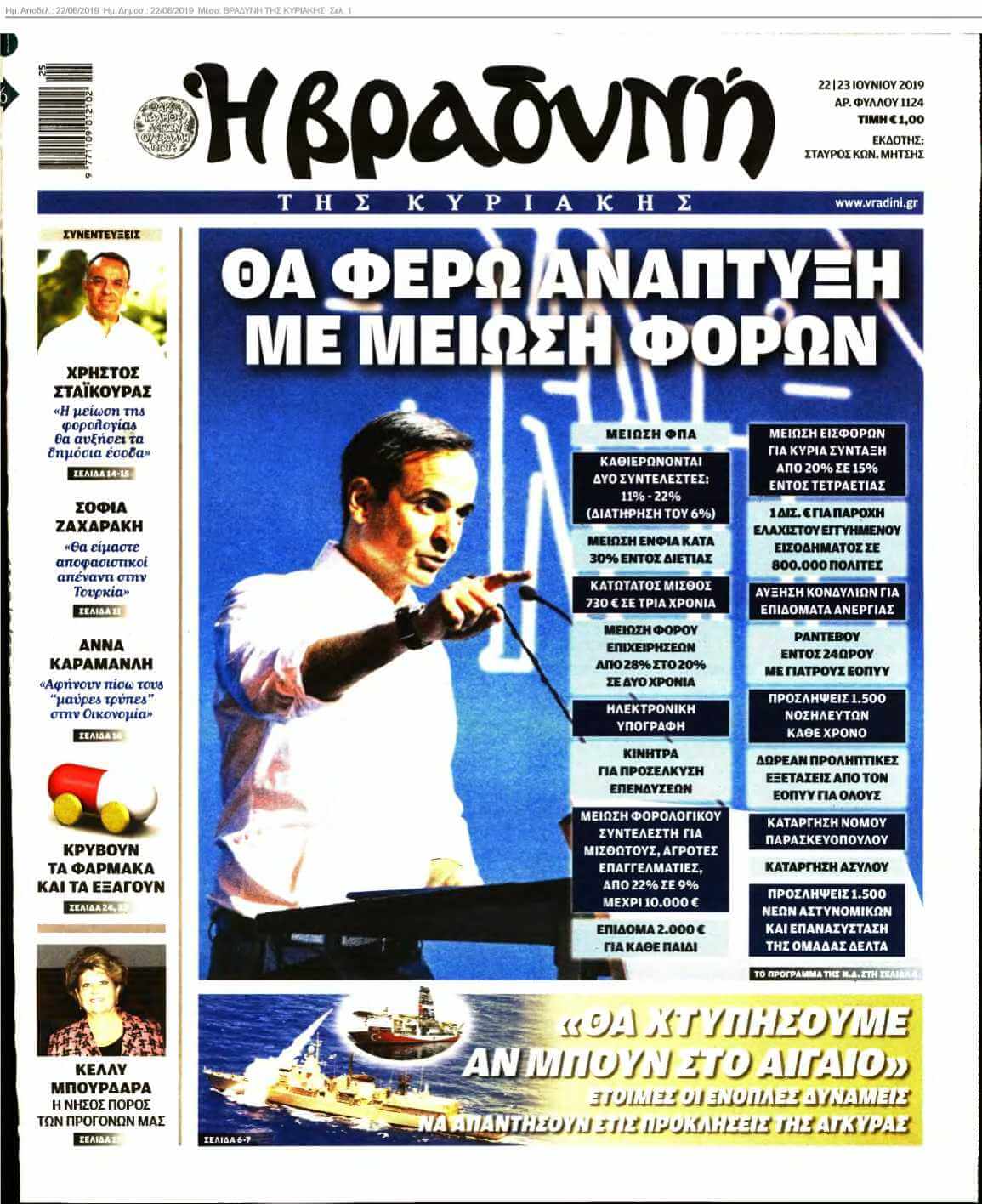 ΒΡΑΔΥΝΗ ΤΗΣ ΚΥΡΙΑΚΗΣ 22-06-2019
