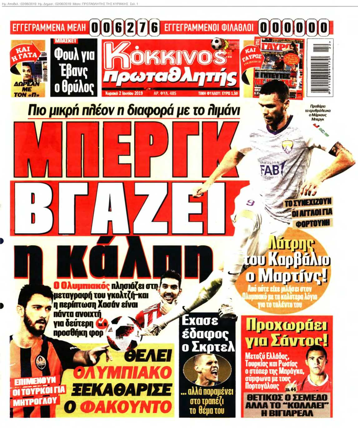 ΠΡΩΤΑΘΛΗΤΗΣ ΤΗΣ ΚΥΡΙΑΚΗΣ 02-06-2019