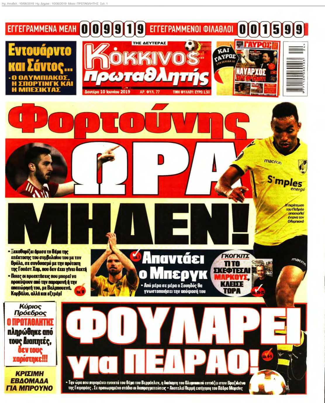 ΠΡΩΤΑΘΛΗΤΗΣ 10-06-2019