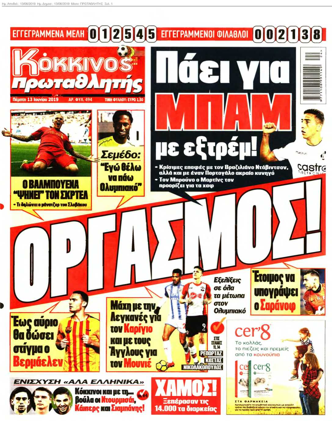ΠΡΩΤΑΘΛΗΤΗΣ 13-06-2019
