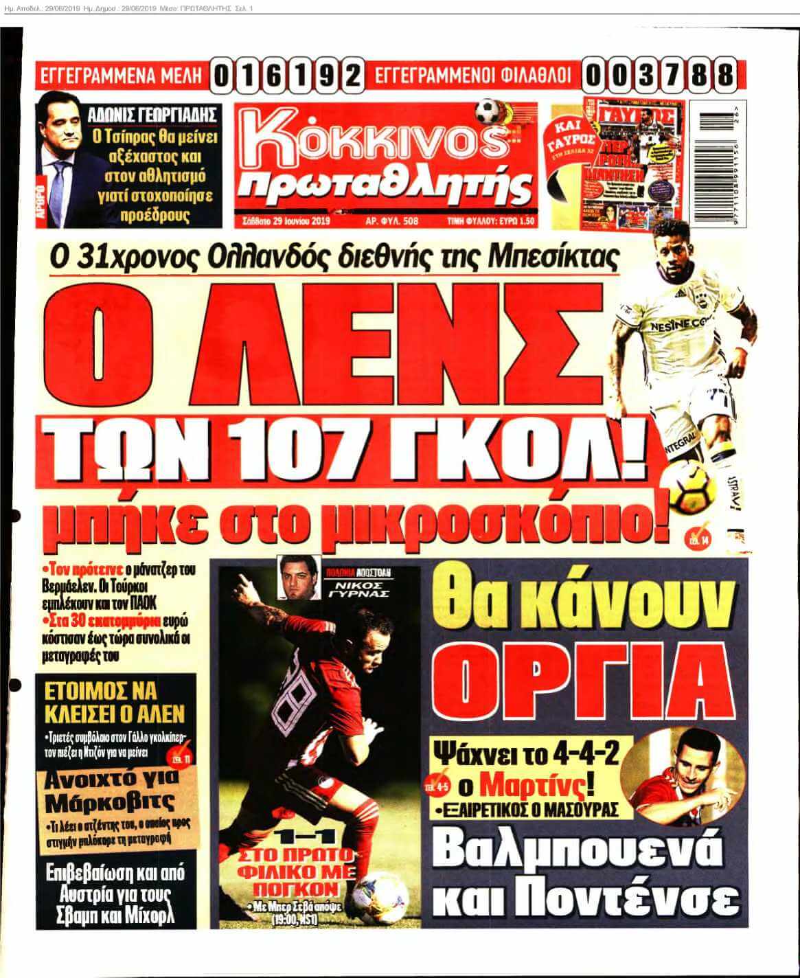 ΠΡΩΤΑΘΛΗΤΗΣ 29-06-2019