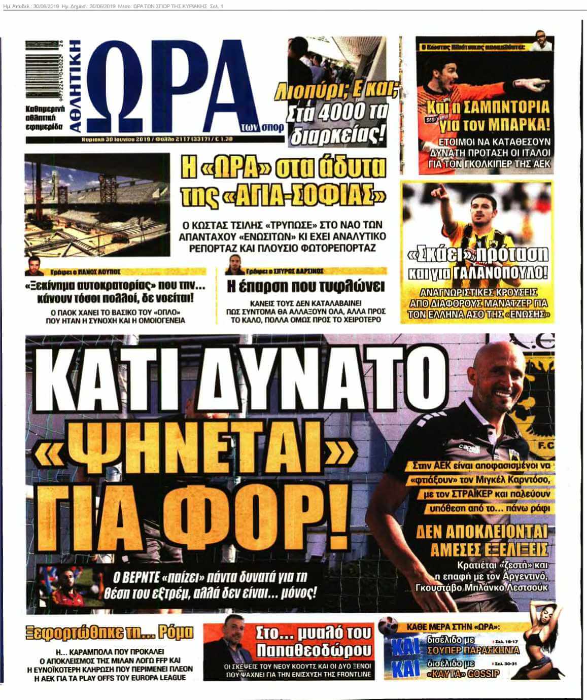 ΩΡΑ ΤΩΝ ΣΠΟΡ ΤΗΣ ΚΥΡΙΑΚΗΣ 30-06-2019