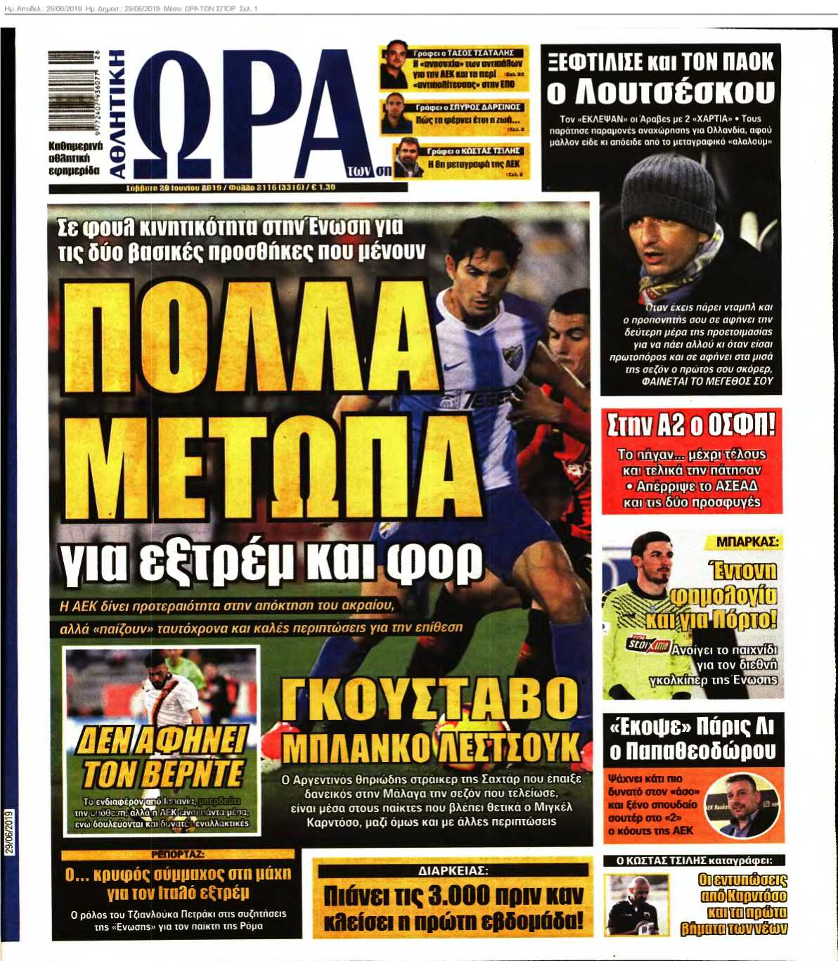 ΩΡΑ ΤΩΝ ΣΠΟΡ 29-06-2019