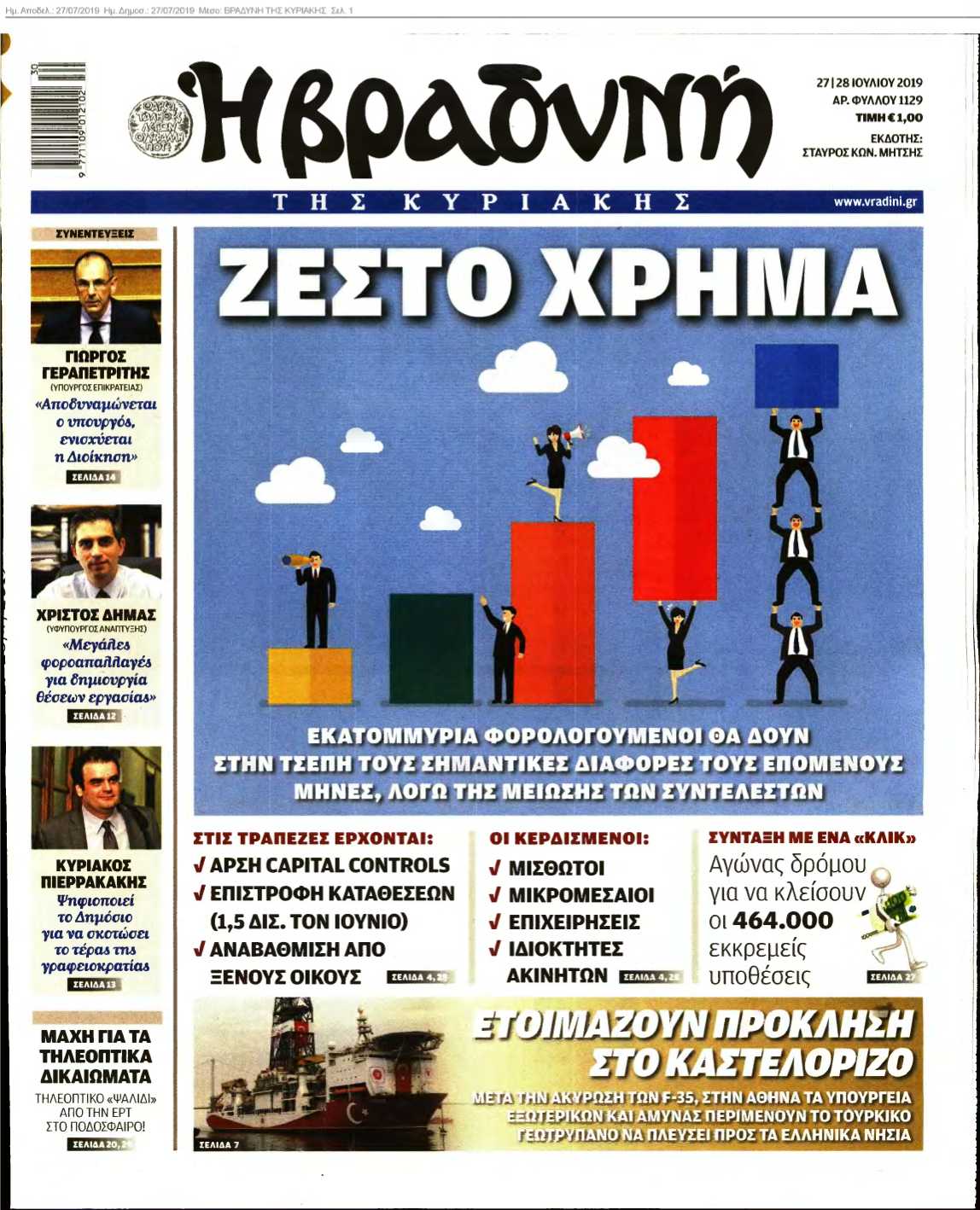 ΒΡΑΔΥΝΗ ΤΗΣ ΚΥΡΙΑΚΗΣ 27-07-2019