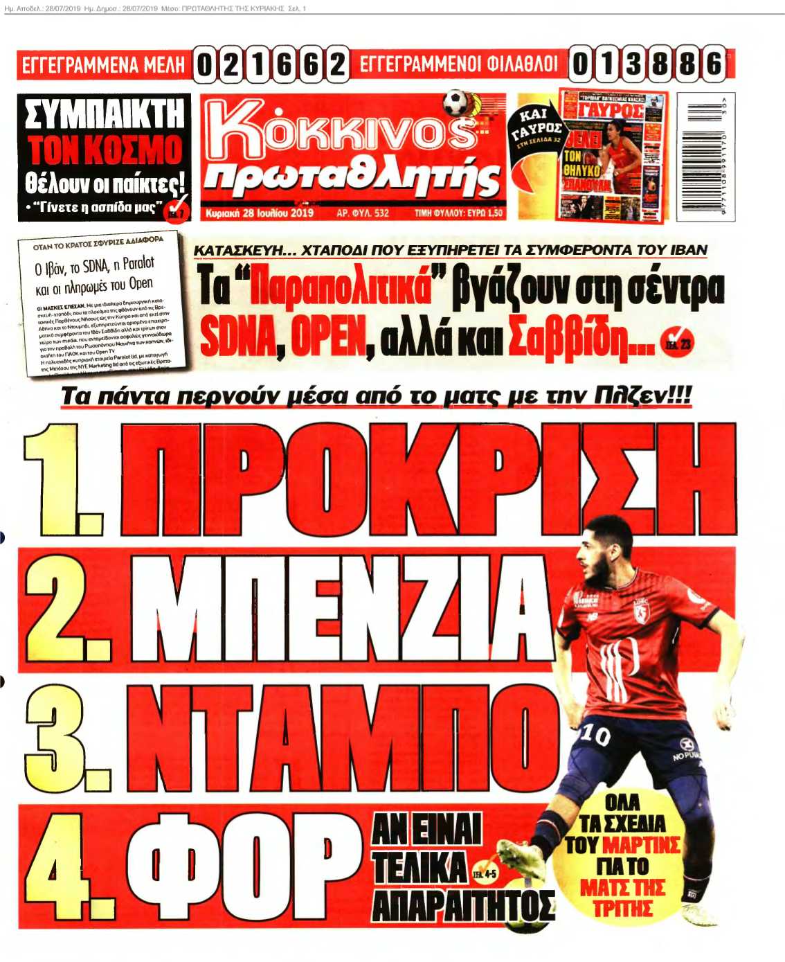 ΠΡΩΤΑΘΛΗΤΗΣ ΤΗΣ ΚΥΡΙΑΚΗΣ 28-07-2019