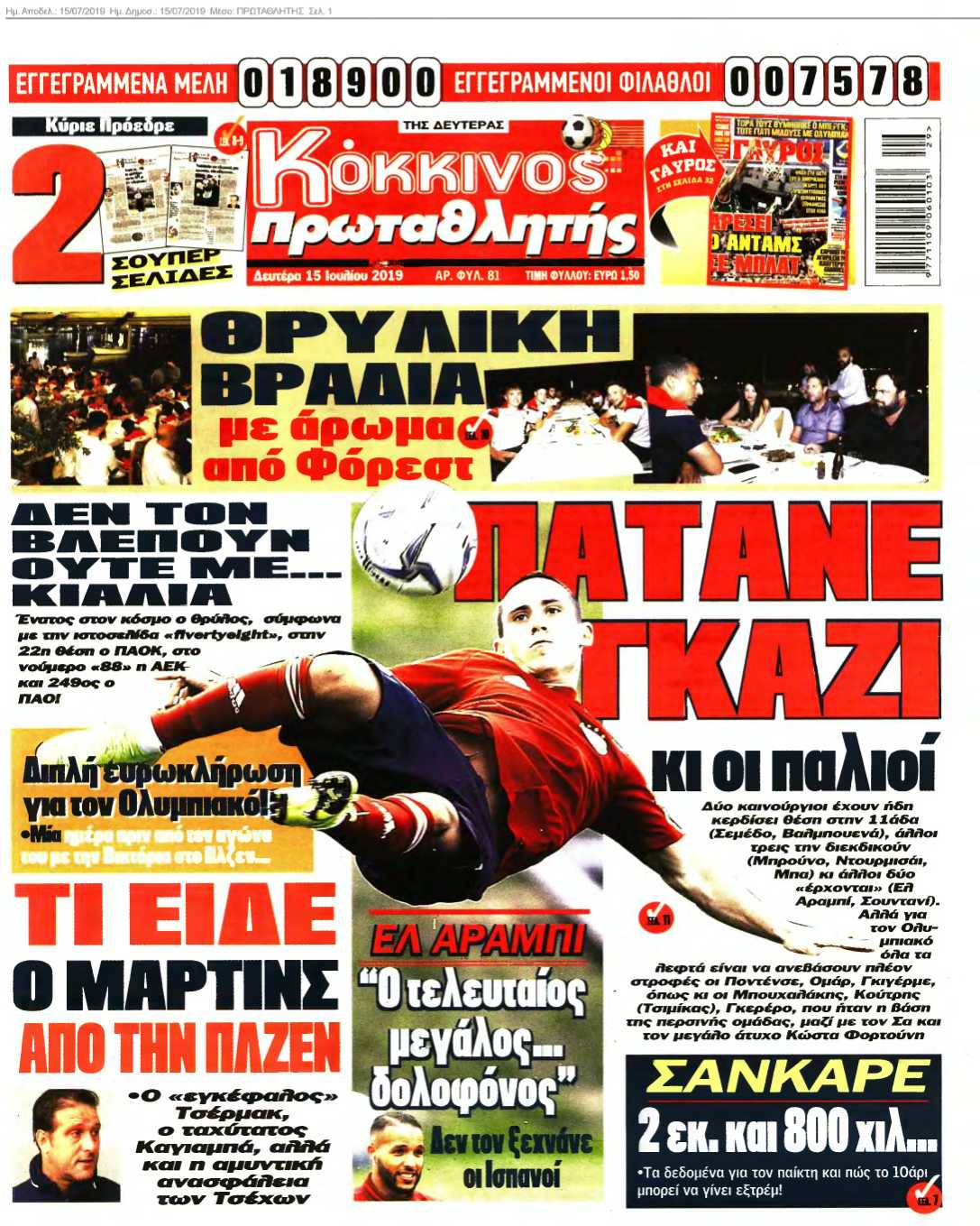 ΠΡΩΤΑΘΛΗΤΗΣ 15-07-2019