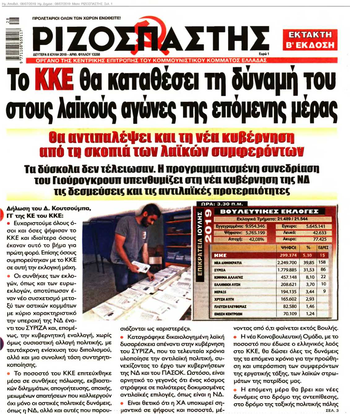 ΡΙΖΟΣΠΑΣΤΗΣ 08-07-2019